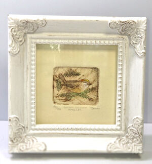 Vintage Miniature Framed Bird Art "Golden Crowed Kinglet" Signed Limited Print